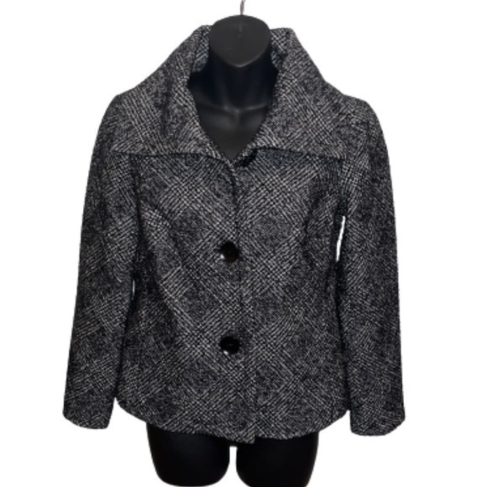 Talbots gray/black/silver wool tweed jacket NWOT size 4P